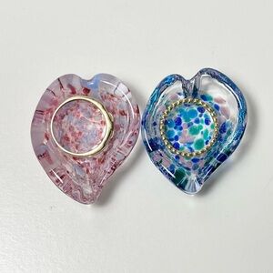 NEW Handmade Japan Edo Tomi Glass Tiny Jewelry Dish Chopstick Rests Petal Heart
